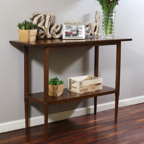 Sunnydaze Lawrence Wooden Sofa Console Table - Dark Walnut