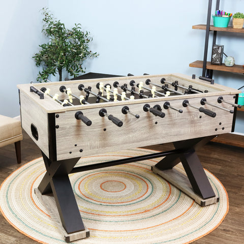 Sunnydaze Delano 54.5-Inch Indoor Foosball Table with Distressed Wood Look