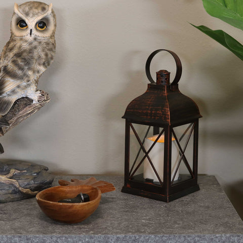 lantern on table in living room