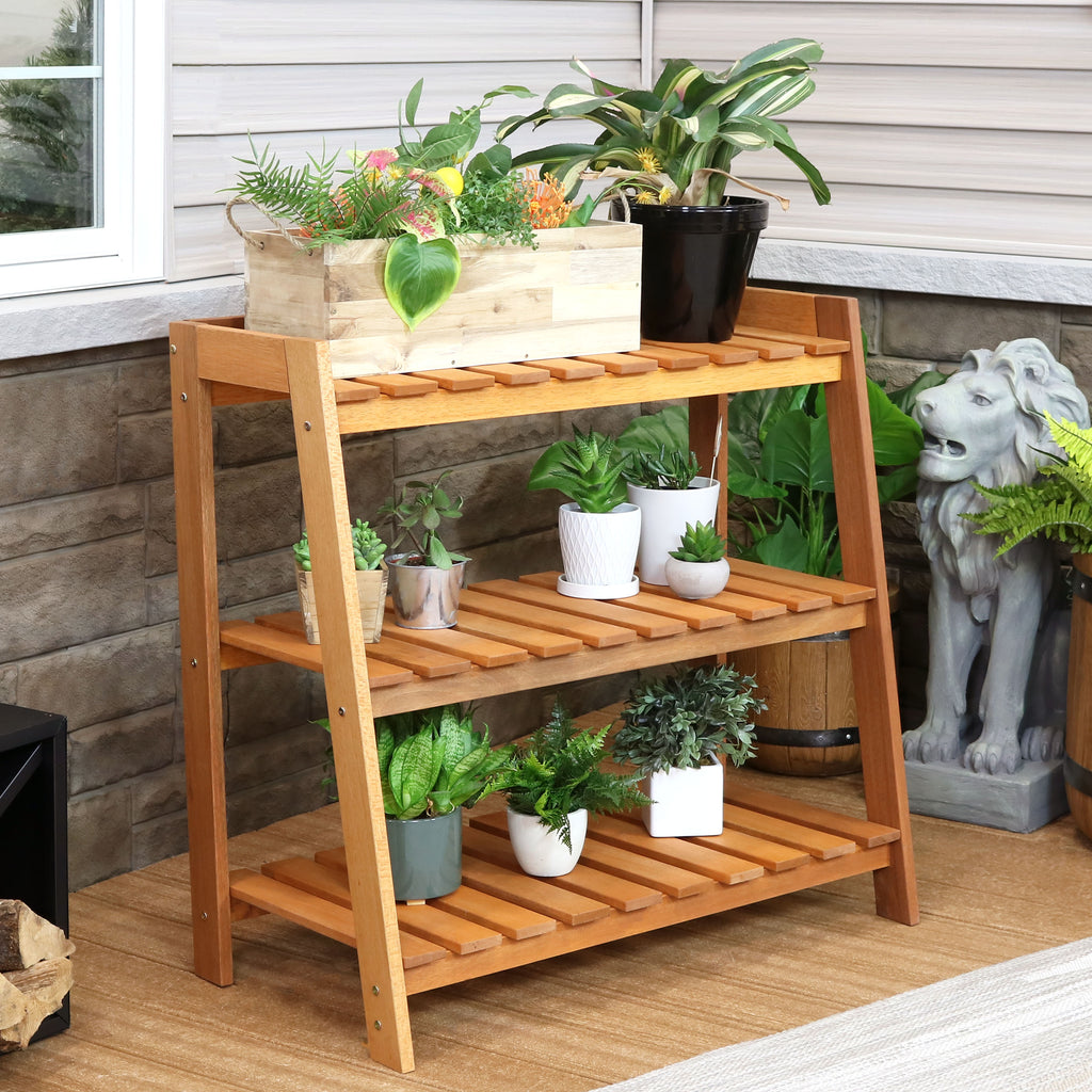 Outdoor Meranti Wood Plant Shelf