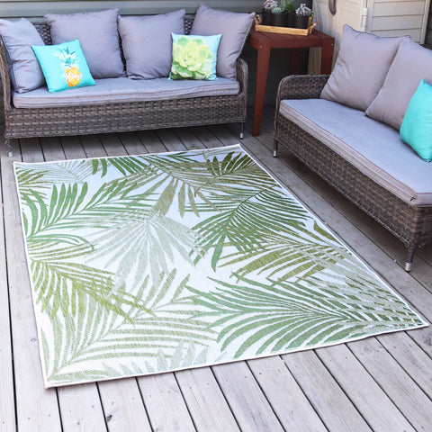 Sunnydaze Tropical Illusions Indoor/Outdoor Patio Area Rug in Verdant