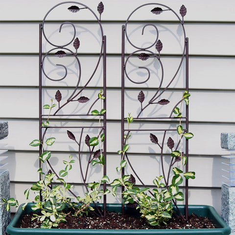 Sunnydaze 32" Rustic Plant Design Garden Trellis - Set of 2