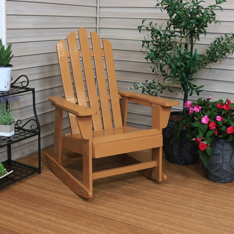 Sunnydaze Outdoor Wooden Adirondack Rocking Chair with Cedar Finish, One
