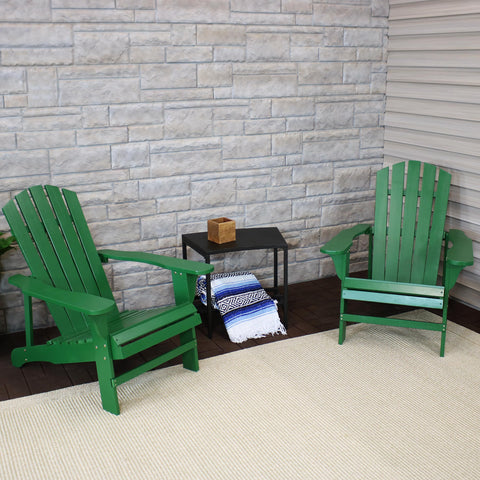 Two adirondack chairs on the patio