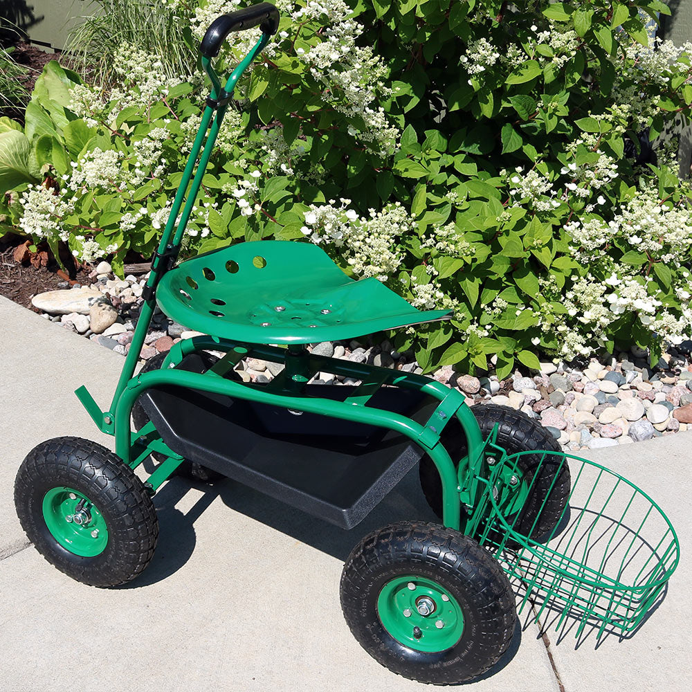 Rolling Garden Cart with Swivel Seat