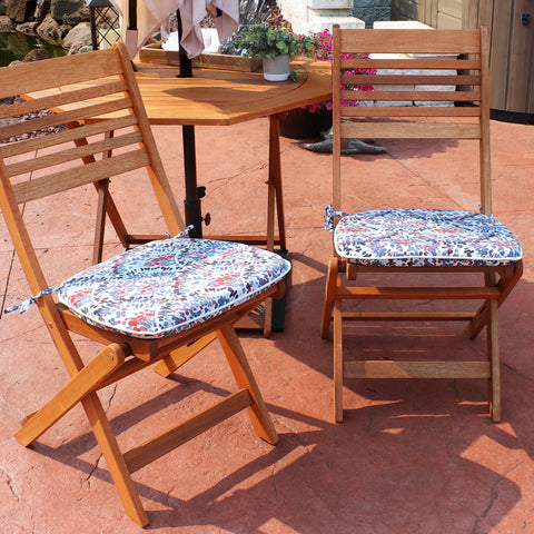 Cushions on two patio chairs