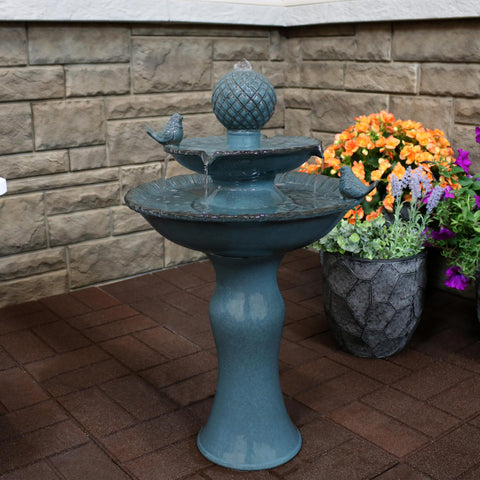 Fountain with flowing water on the deck