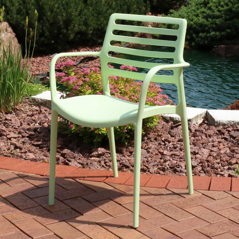 Sunnydaze Astana Plastic Stacking Patio Armchair