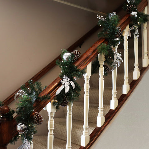 Sunnydaze holiday garland with silver baubles
