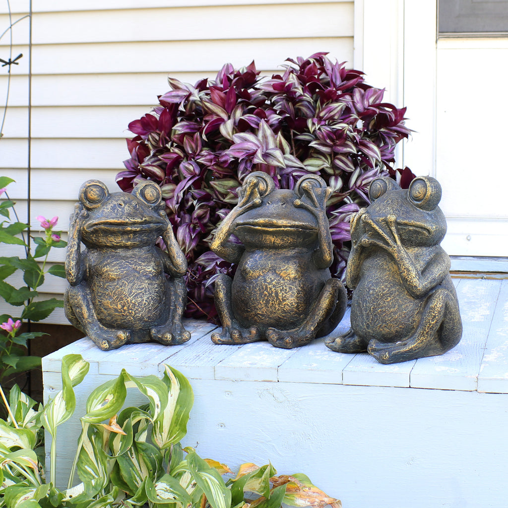 Hear No Evil, See No Evil, Speak No Evil Frog Statues