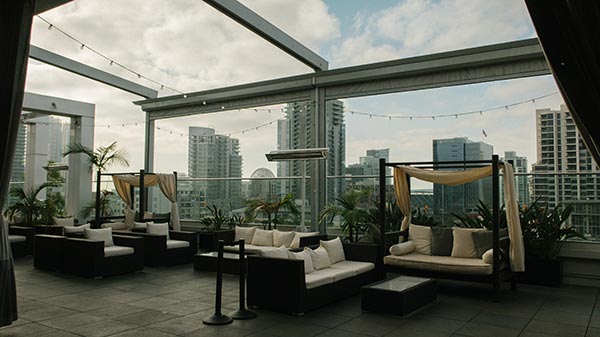 String Lights on Rooftop Patio