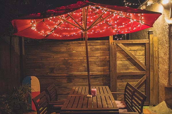 Patio Umbrella with String Lights