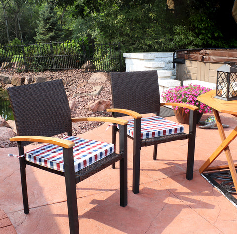 Outdoor cushions on patio chairs