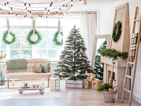 Christmas tree in a wooden crate