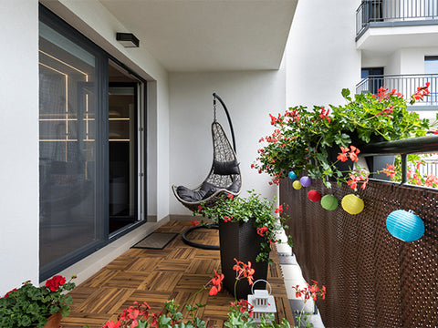 egg chair on apartment balcony