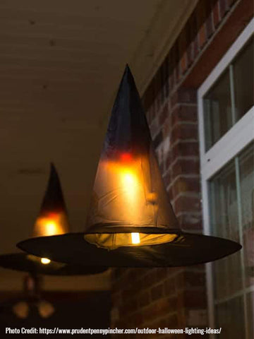 floating witch hats on porch