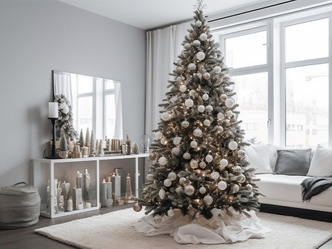 decorated Christmas tree in living room