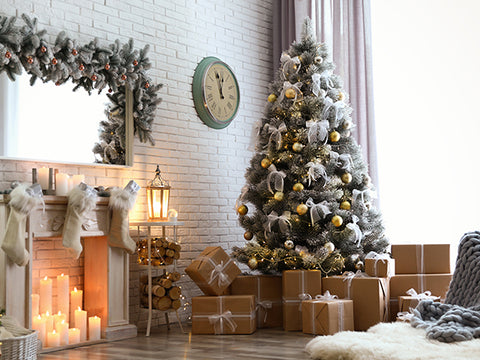 Christmas tree with gift boxes beneath