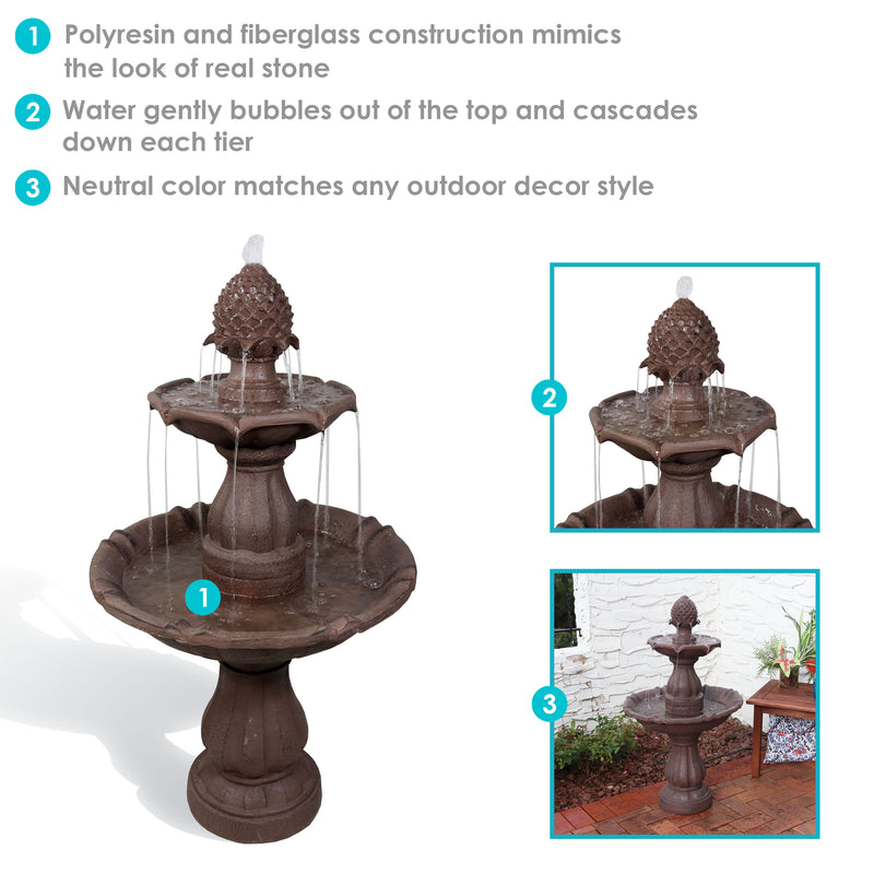 Sunnydaze 2-Tier Curved Plinth Outdoor Water Fountain - 38-Inch