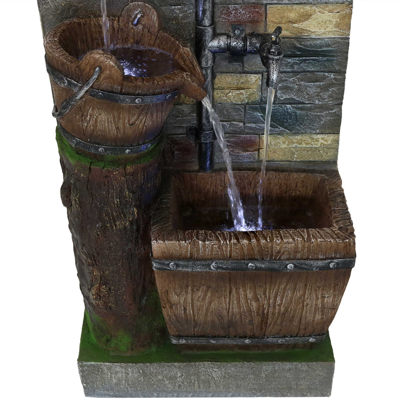 Sunnydaze Spigot Bucket & Barrel Outdoor Fountain | Free ...