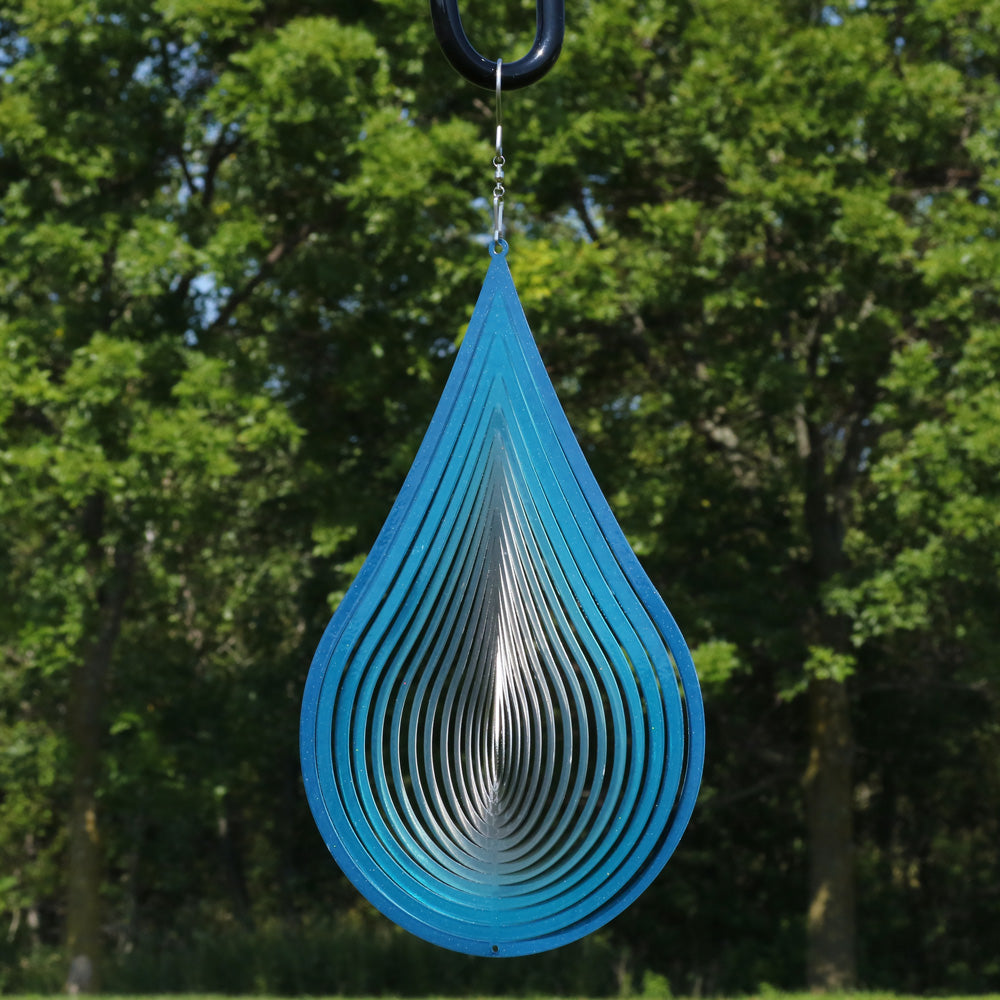Sunnydaze 3D Waterdrop Wind Spinner with Hook, 12-Inch