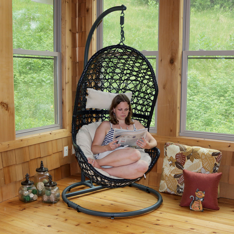 sunnydaze cordelia hanging egg chair with stand