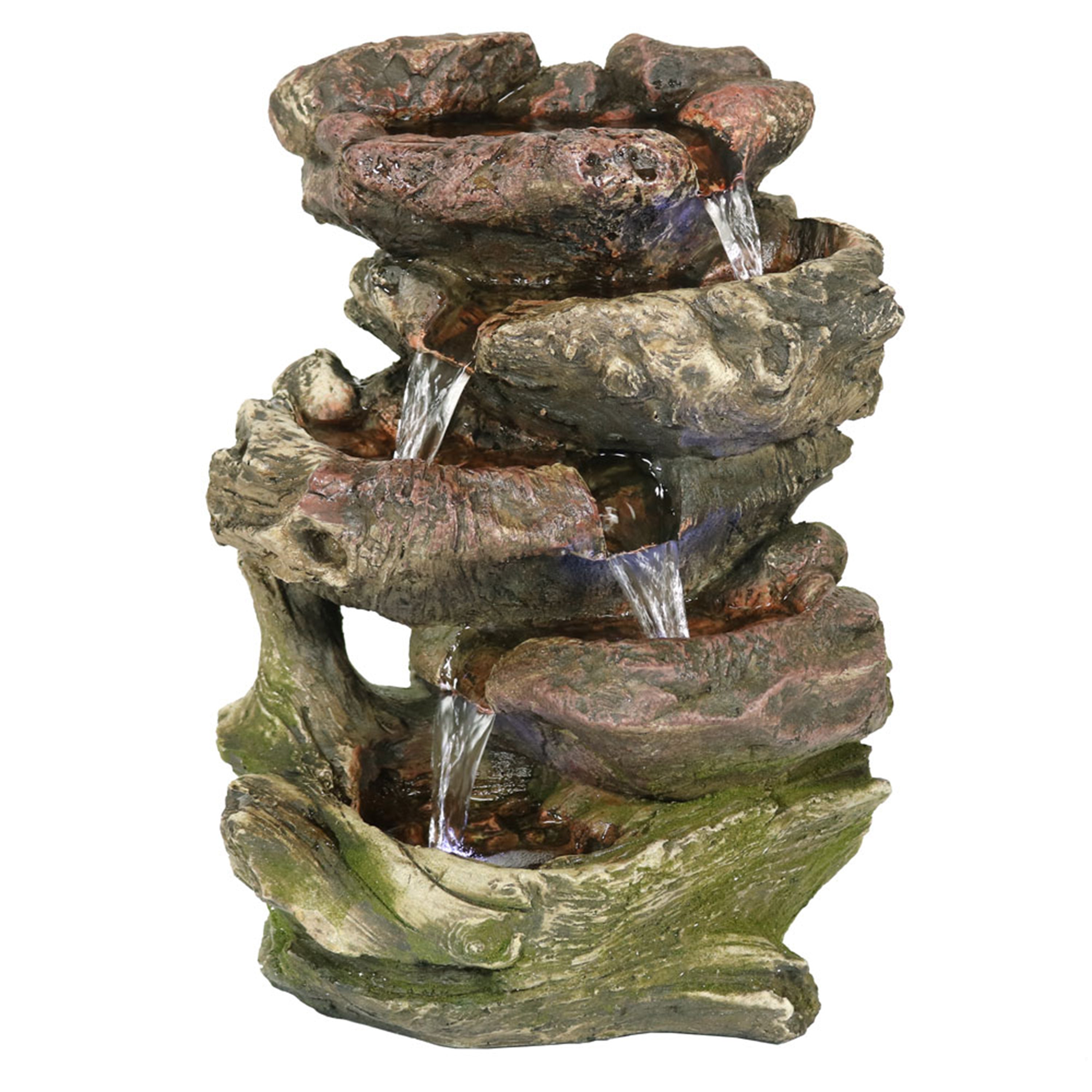 Sunnydaze 5-Step Rock Falls Tabletop Water Fountain with LED Lights - 14" - Sunnydaze Decor product image