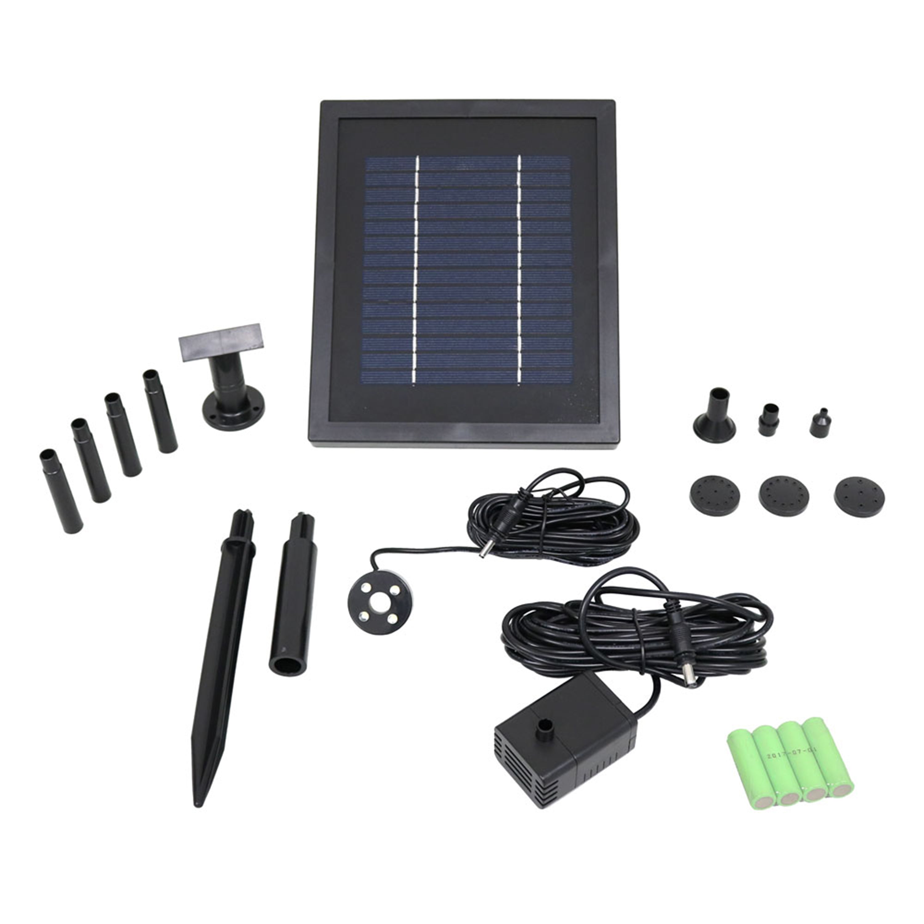 Sunnydaze 65 GPH Solar Pump and Panel Kit with Battery & Light - 47" Lift