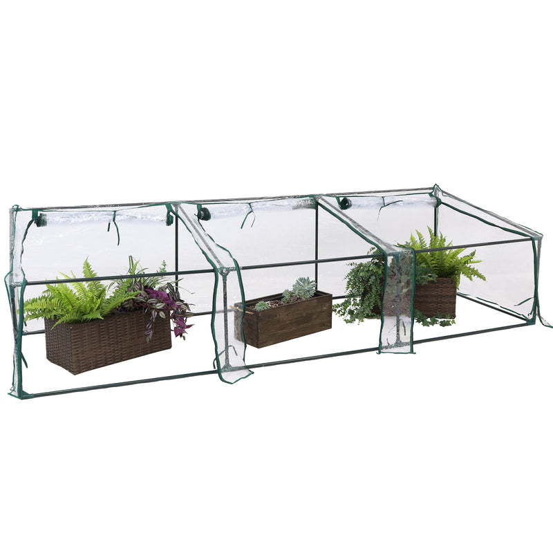 Sunnydaze Mini Slanted Cloche Greenhouse with Zippered Doors - Clear