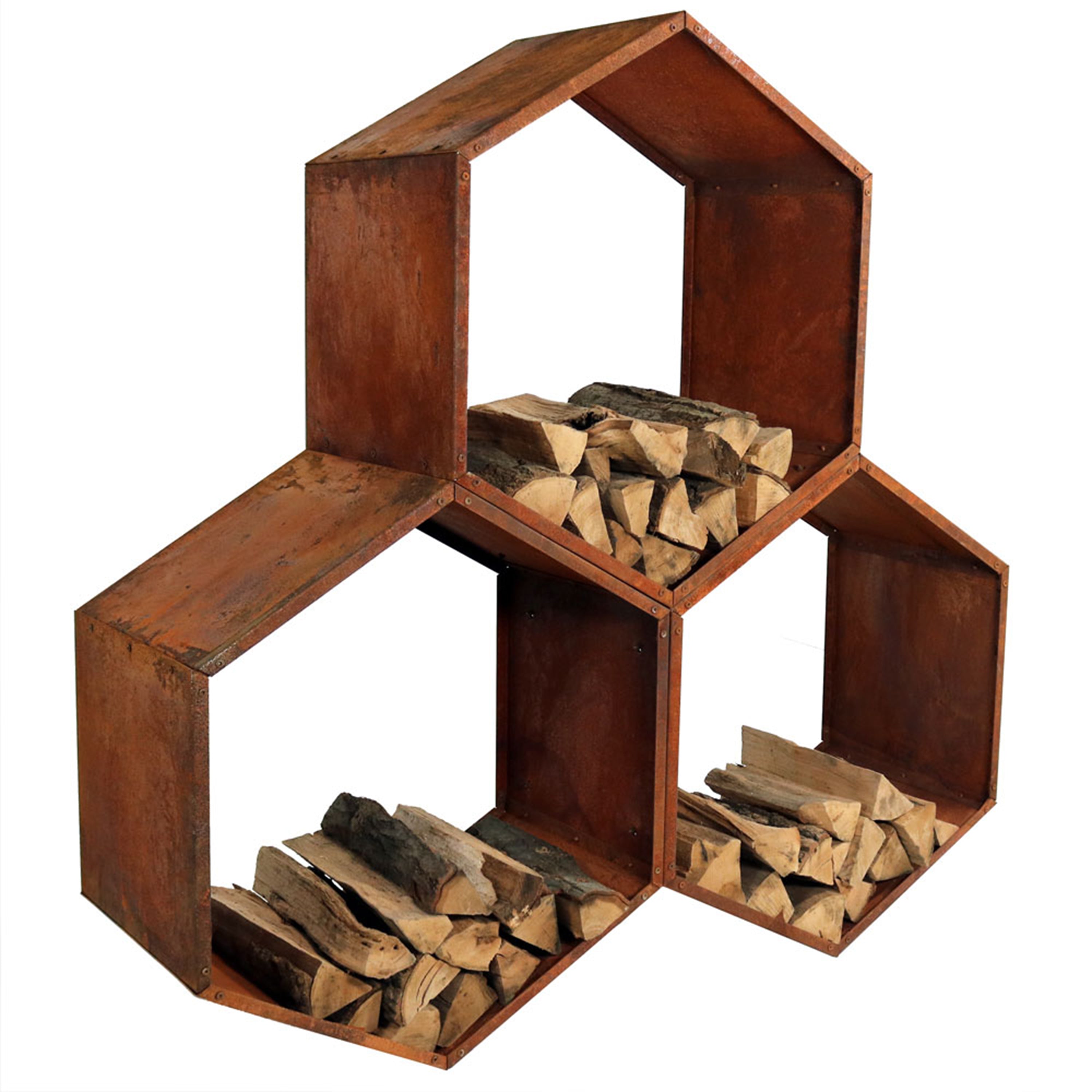 Sunnydaze Rustic Hexagon Firewood Storage - 30" - Sunnydaze Decor product image