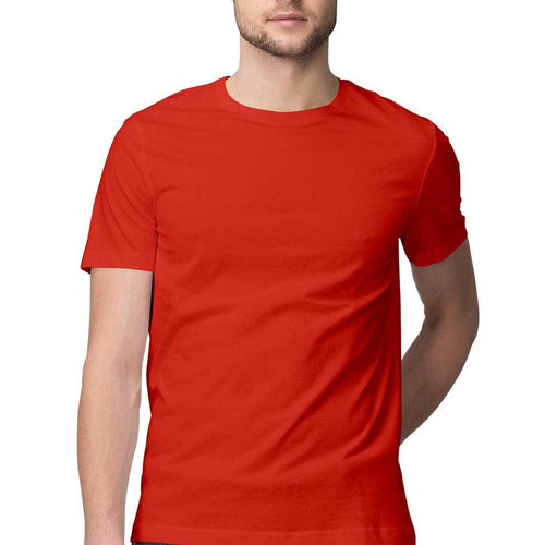 Buy Muhoort® Men Light Pink Round Neck Half Sleeve T-Shirt, Plain