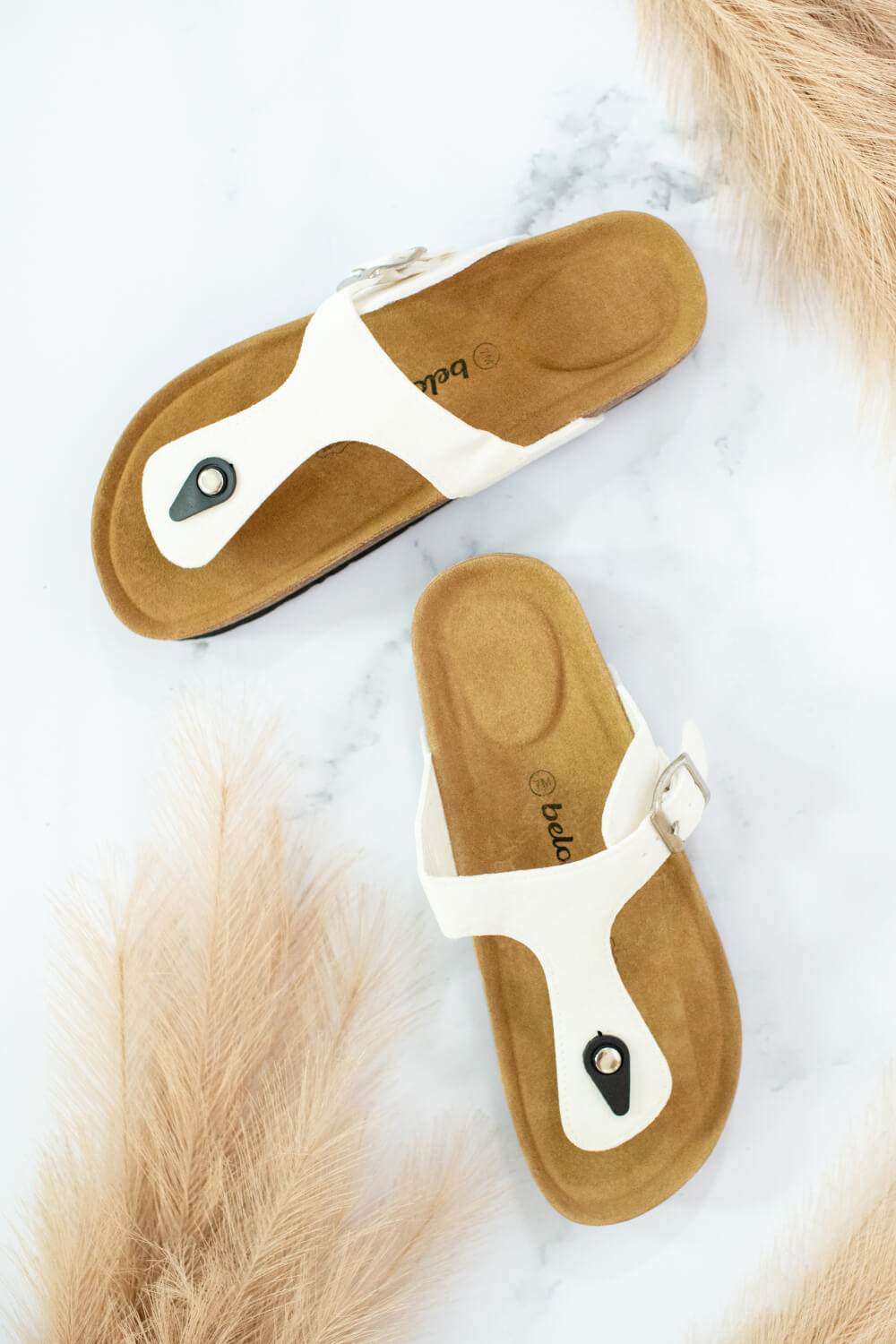 WeeBoo Forever Summer Genuine Leather T-Strap Slide Sandals