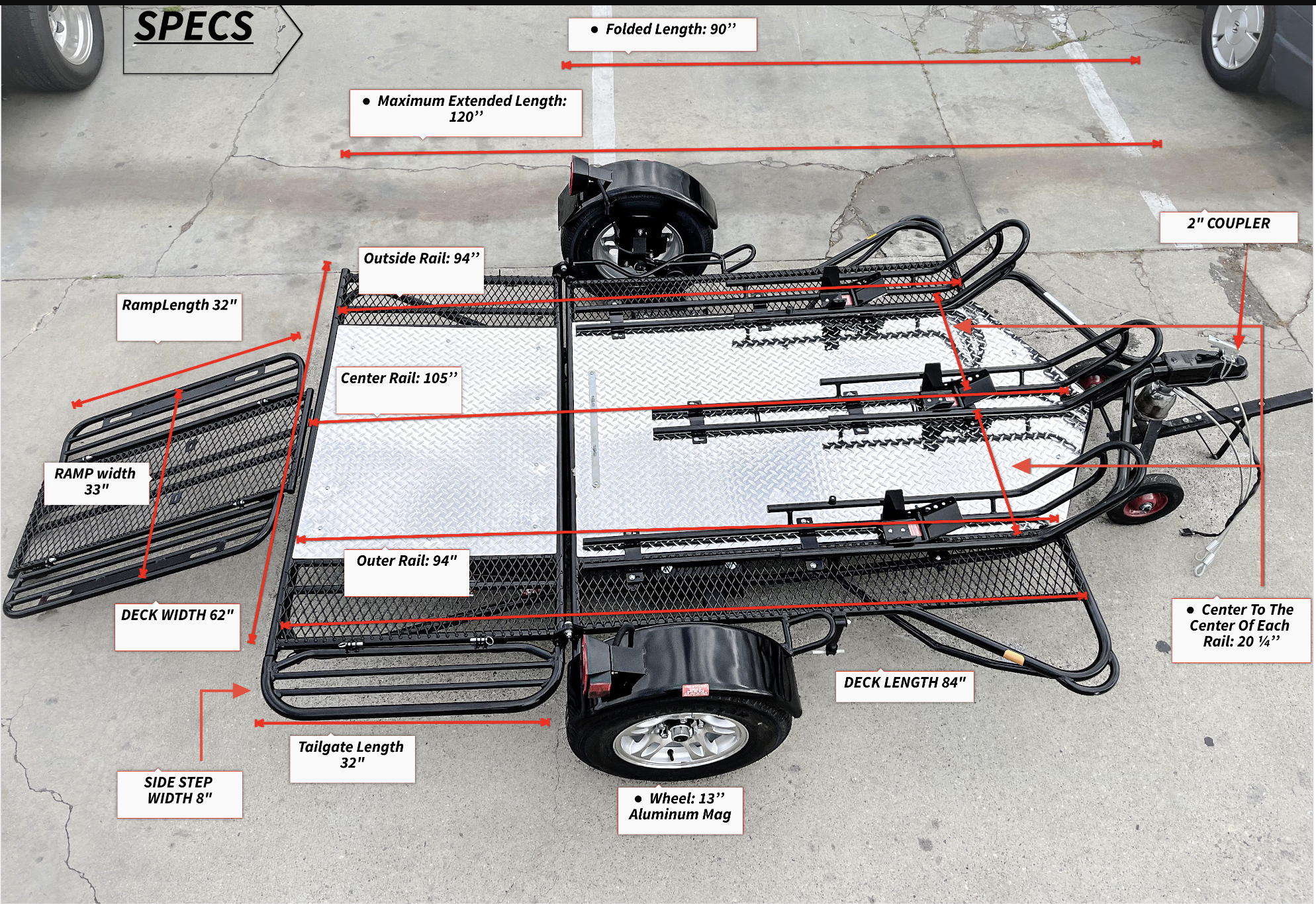 Kendon Motorcycle trailer located in Fullerton for a stand up mootrcycle trailer