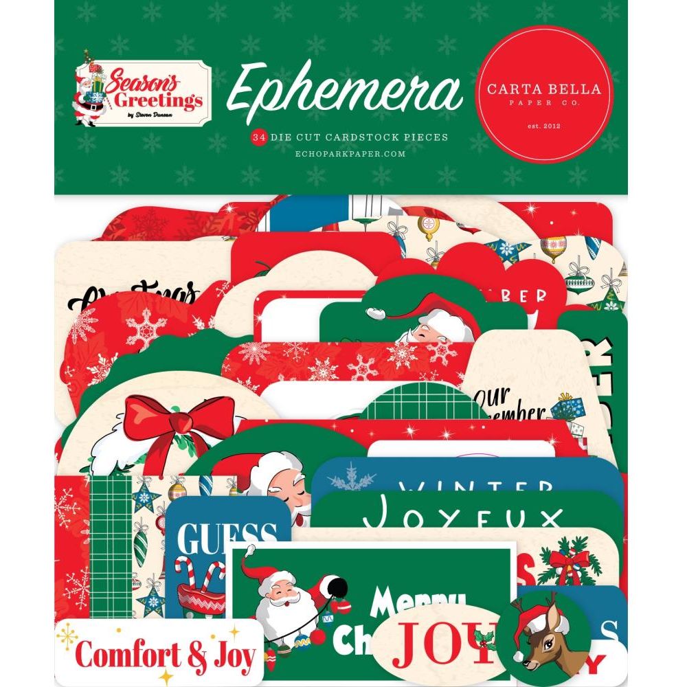 Carta Bella Cardstock Ephemera-Peaceful Christmas Flora - 691835251219