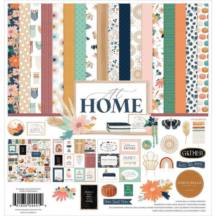 Carta Bella Paper Co. Country Kitchen Collection Kit, Twelve 12X12  Double-sided Sheets and 12X12 Sticker Sheet, Retro Kitchen/farm Paper 