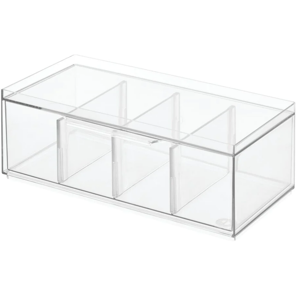 iDesign 71373 Crisp Fridge and Pantry Large Divided Bin, Clear, Plastic