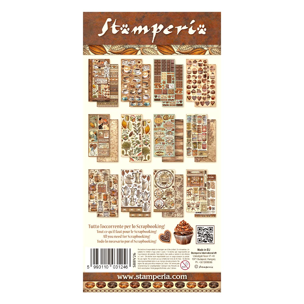 Stamperia Coffee and Chocolate Backgrounds Selection 8x8 Paper Sbbs94