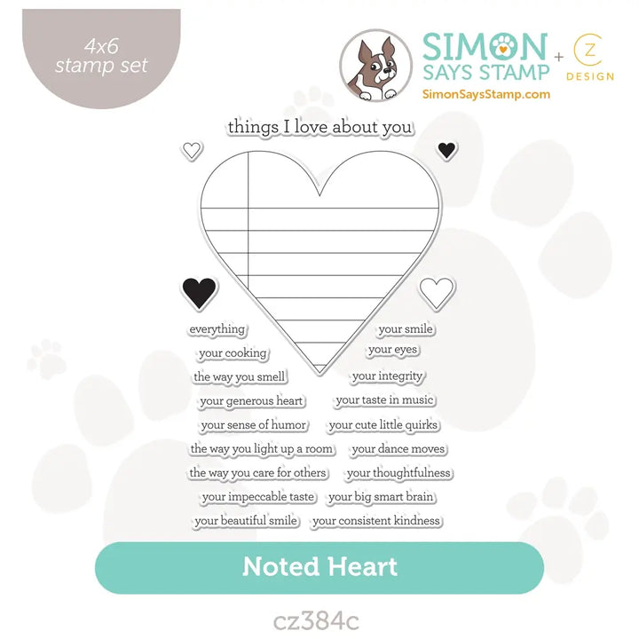 CZ Design Wafer Dies Noted Heart czd226c Smitten – Simon Says Stamp