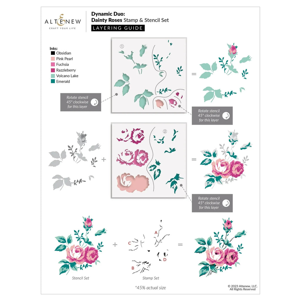 Waffle Flower Lovely Rose Stencils Duo 421607