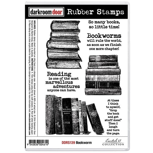 Darkroom Door - Frame Stamp - Book Spines - Red Rubber Cling