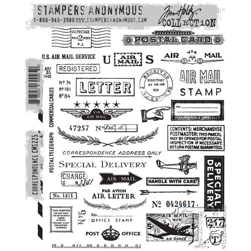 Tim Holtz Mini Blueprints Strip Cling Stamps 3X10-Cocktails - 752830097667