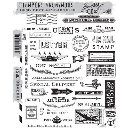 Tim Holtz Mini Blueprints Strip Cling Stamps 3X10-Cocktails - 752830097667