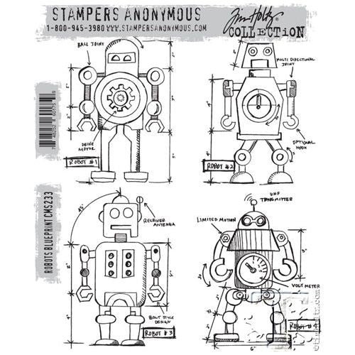 Stampers Anonymous Tim Holtz® Cocktails Blueprint Cling Stamp Set