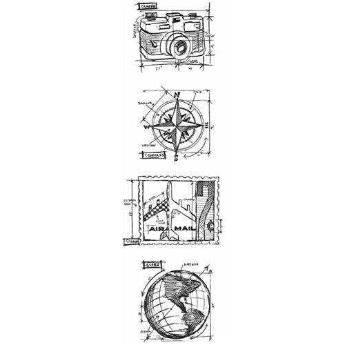 Tim Holtz Mini Blueprints Strip Cling Stamps 3X10-Cocktails