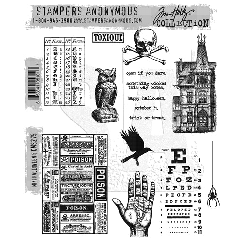 Tim Holtz Cling Stamps 7 inch x8.5 inch Halloween Doodles