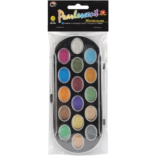Finetec Watercolor Metal Tin Set, 12-Colors, Pearlescent Rainbow -  Meininger Art Supply