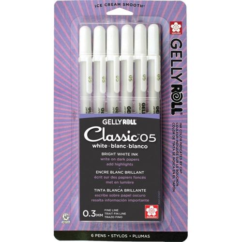 Sakura White Gelly Roll 3 Pack 05 08 10 Fine Medium Bold Point Black Out  Planning Paper Pens White Gel Pen - Yahoo Shopping