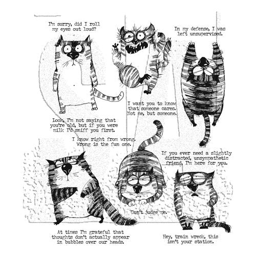 Zig Zag Cat Rubber Stamp Ink Stamp Cat Stamp Cat Lover Gift Sitting Cat 