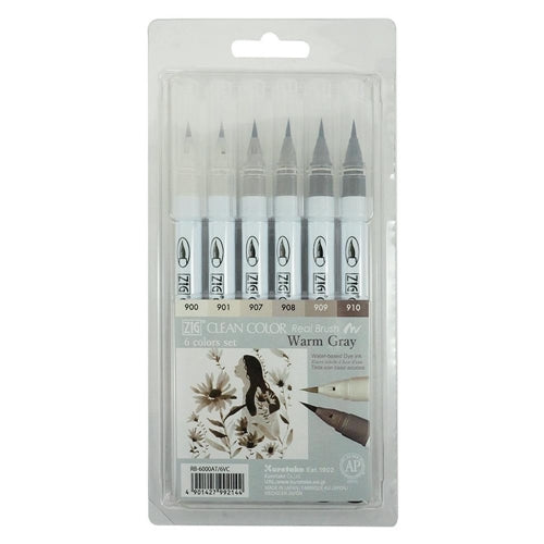 Kuretake ZIG Clean Color Real Brush Markers 6/Pkg-Smoky Colors