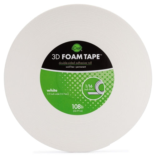 Scrapbook Adhesives Crafty Foam Tape Roll - White - .375 Inch x 13 Fee –  Cardstock Warehouse